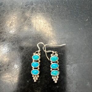 Native American Navajo Sterling Silver Turquoise Dangling Earring's